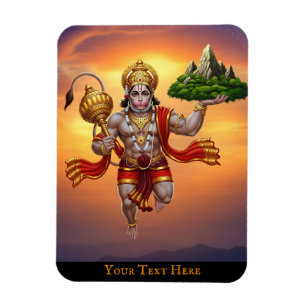 Lord Hanuman Flying Lifting Mountain Magnet
