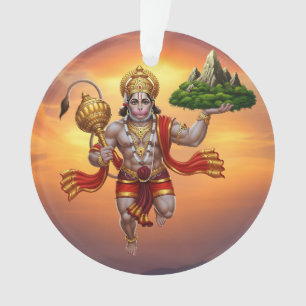Lord Hanuman Flying Lifting Mountain Ornament