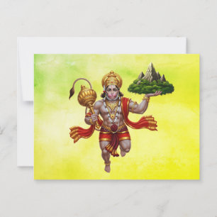 Lord Hanuman Flying Lifting Mountain Postkarte