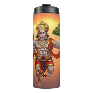 Lord Hanuman Flying Lifting Mountain Thermosbecher