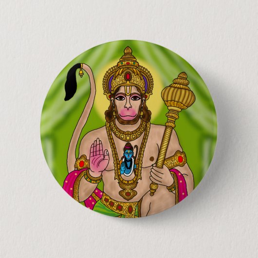 Lord Hanuman Knopf Button (Vorderseite)