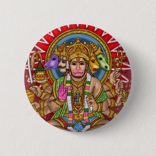 Lord Hanuman Knopf Button (Vorderseite)