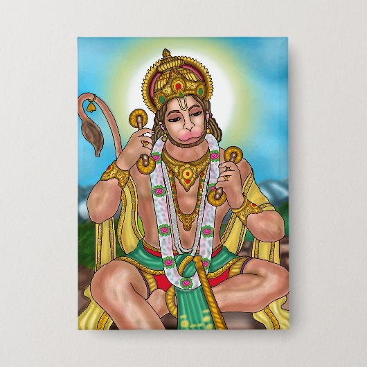 Lord Hanuman Knopf Button (Vorderseite)
