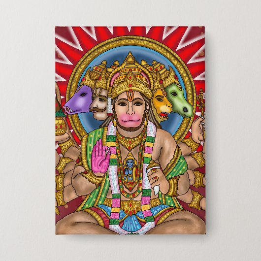 Lord Hanuman Knopf Button (Vorderseite)