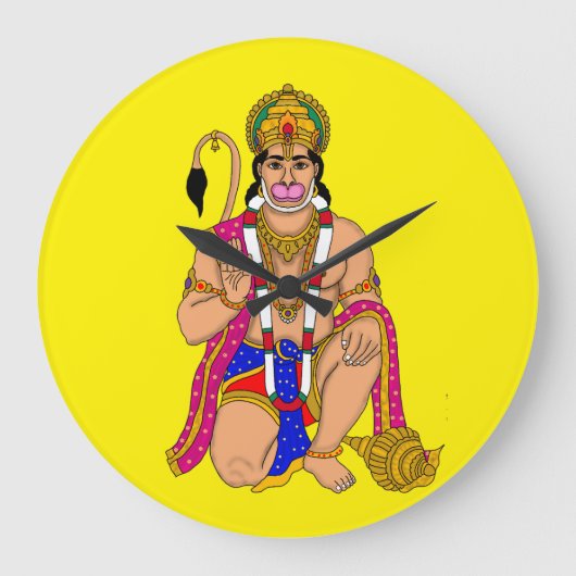 Lord Hanuman Wall Clock Große Wanduhr (Vorderseite)