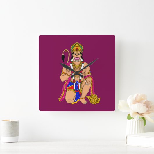 Lord Hanuman Wall Clock Quadratische Wanduhr (Zuhause)