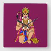 Lord Hanuman Wall Clock Quadratische Wanduhr (Vorderseite)