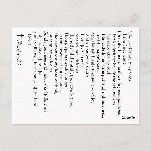 Lord is my Shepherd Psalm 23 Complete Version Postkarte (Rückseite)