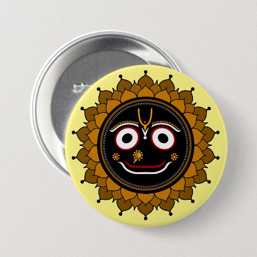 Lord Jagannath Devotional - Hare Krishna Button (Vorne & Hinten)