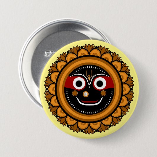 Lord Jagannath Devotional - Hare Krishna Button (Vorne & Hinten)