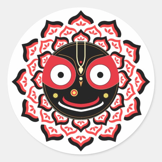 Lord Jagannath Face Chakra Hindu Deity Runder Aufkleber (Vorderseite)