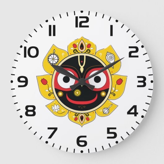 Lord Jagannath Face Hindu Deity Spiritual Große Wanduhr (Vorderseite)
