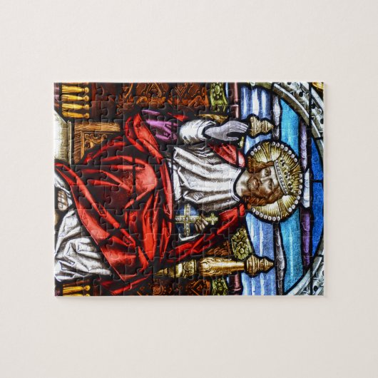 Lord Jesus auf Thron-Buntglas Puzzle (Horizontal)