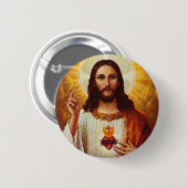 Lord Jesus Christus und das heilige Herz Button (Vorne & Hinten)