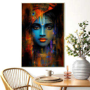 Lord Krishna Art Print: Abstrakte Hindu Art Poster