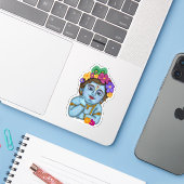 Lord Krishna Aufkleber (Laptop mit iPhone)