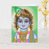 Lord Krishna Child Grußkarte Karte (Gelbe Blume)
