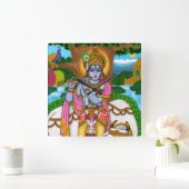 Lord Krishna Clock Quadratische Wanduhr (Zuhause)