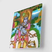 Lord Krishna Clock Quadratische Wanduhr (Winkel)