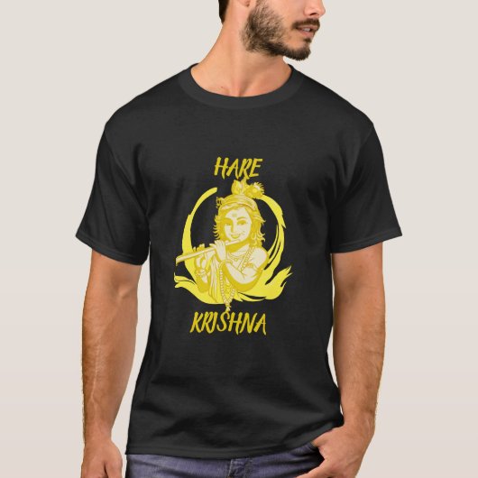 Lord Krishna Flute Graphic T - Shirt - Hare Krishn (Vorderseite)