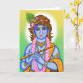 Lord Krishna Grußkarte Karte (Gelbe Blume)