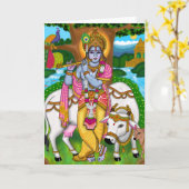 Lord Krishna Grußkarte Karte (Gelbe Blume)