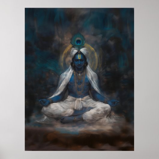 Lord Krishna in Meditationspopster Poster (Vorne)