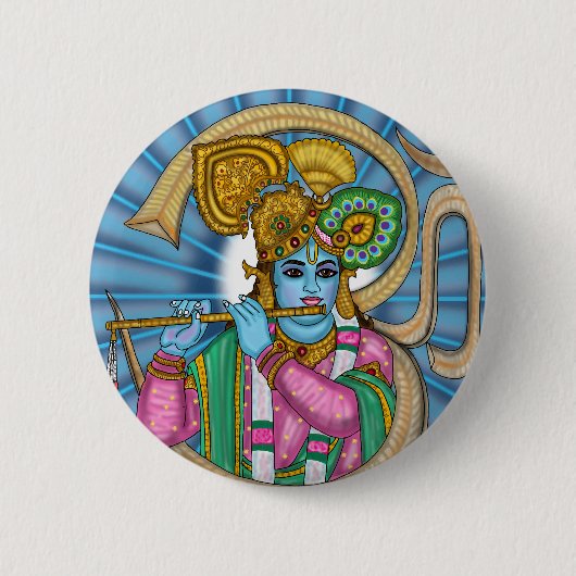 Lord Krishna Knopf Button (Vorderseite)