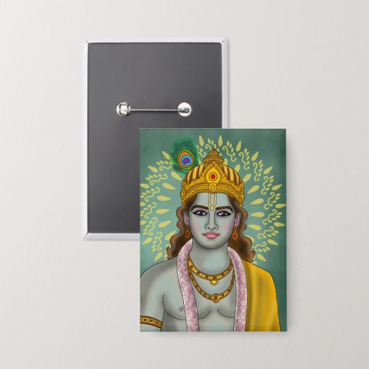 Lord Krishna Knopf Button (Vorderseite/Rückseite)