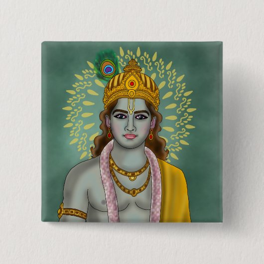 Lord Krishna Knopf Button (Vorderseite)