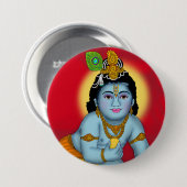Lord Krishna Knopf Button (Vorne & Hinten)