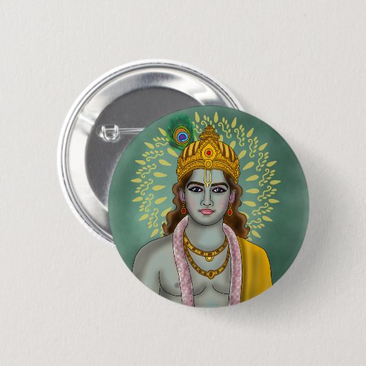 Lord Krishna Knopf Button (Vorne & Hinten)
