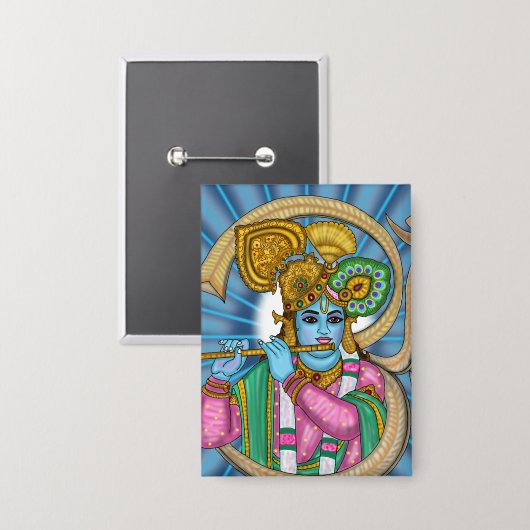 Lord Krishna Knopf Button (Vorderseite/Rückseite)