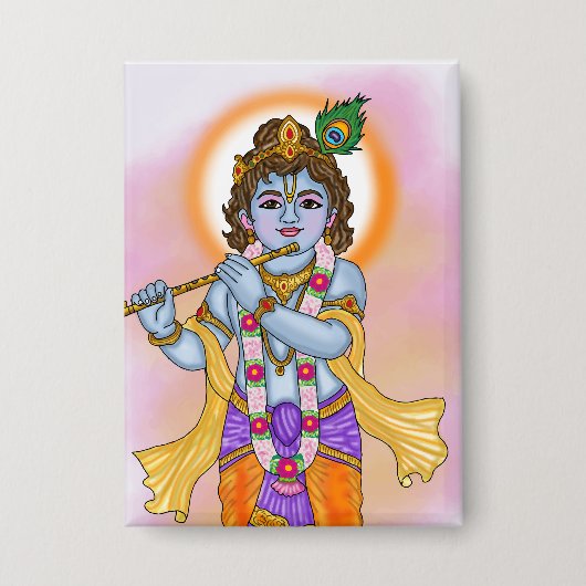Lord Krishna Knopf Button (Vorderseite)