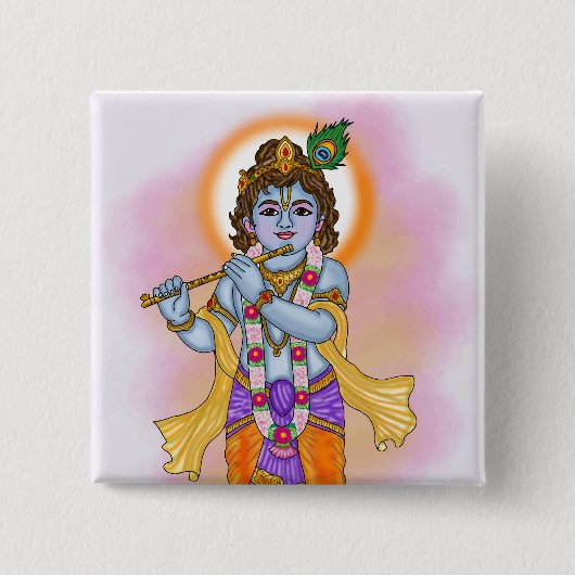 Lord Krishna Knopf Button (Vorderseite)