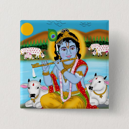Lord Krishna Knopf Button (Vorderseite)