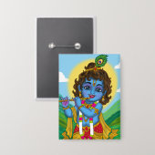 Lord Krishna Knopf Button (Vorderseite/Rückseite)