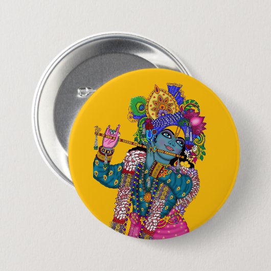 Lord Krishna Knopf Button (Vorne & Hinten)