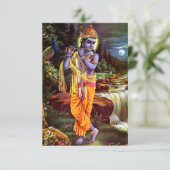 Lord Krishna mit Flute Hindu Gott Dankeskarte (Stehend Vorderseite)