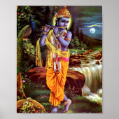 Lord Krishna mit Flute Hindu Gott Poster (Vorne)