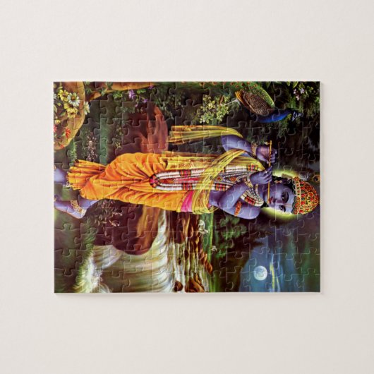 Lord Krishna mit Flute Hindu Gott Puzzle (Horizontal)
