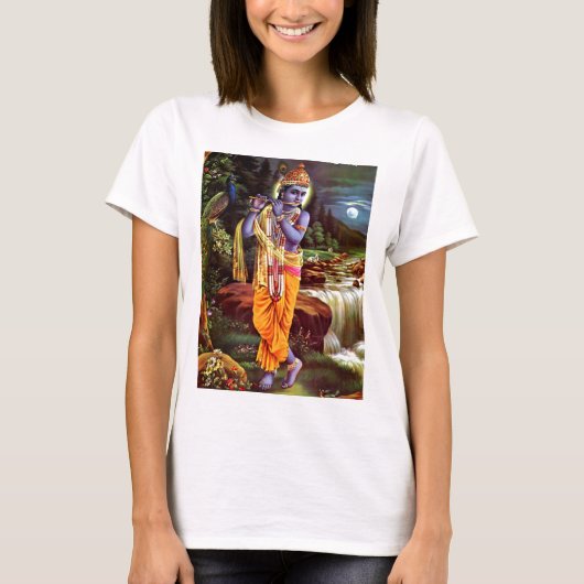Lord Krishna mit Flute Hindu Gott T-Shirt (Vorderseite)