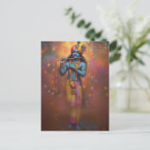 Lord Krishna Pastel Rainbow Feuerwerke Hindu Art Postkarte (Stehend Vorderseite)