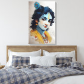 Lord Krishna Portrait Leinwand Wall Art (Insitu (Schlafzimmer))