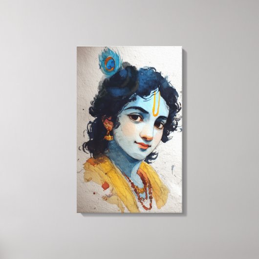 Lord Krishna Portrait Leinwand Wall Art (Vorderseite)
