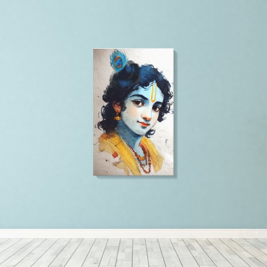 Lord Krishna Portrait Leinwand Wall Art (Insitu (Holzboden))