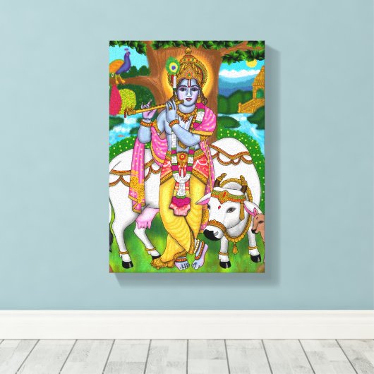 Lord Krishna Poster Leinwanddruck (Insitu (Holzboden))