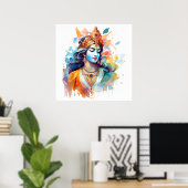 Lord Krishna poster Watercolor Krishna poster (Heimbüro)