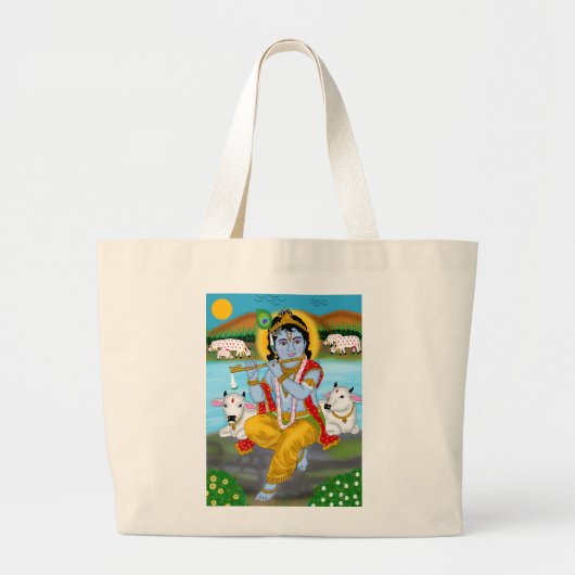 Lord Krishna-Tragetasche Jumbo Stoffbeutel (Vorne)