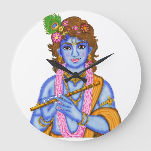Lord Krishna-Uhr Große Wanduhr (Vorderseite)